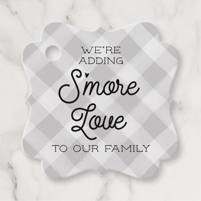 Étiquettes Cadeau Grey Plaid S'more Love Baby shower Favoriser (Devant)