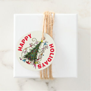 Étiquettes Cadeau Grinch classique Arbre de Noël