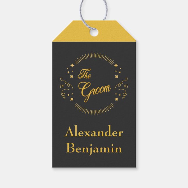 Étiquettes-cadeau Groom Gold Mariage Moderne Personnaliser (Devant)