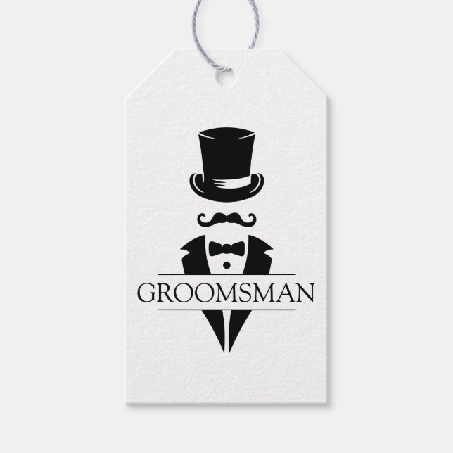 Étiquettes-cadeau Groomsmen Tuxedo Mustache (Devant)