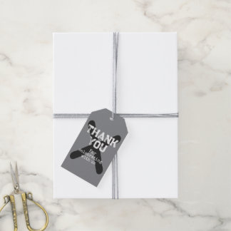 Étiquettes-cadeau Gros X noir marque style grunge Merci fête