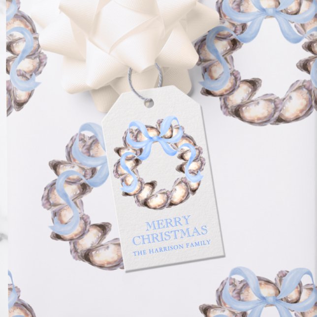 Étiquettes-cadeau Grotte de l'huître côtière de Preppal Noël (Créateur téléchargé)