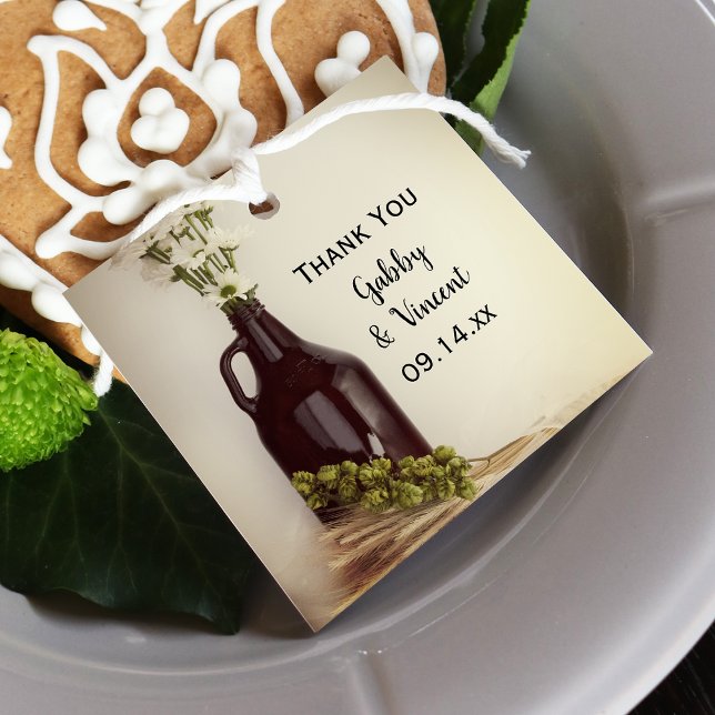 Étiquettes Cadeau Growler, Hops et Daisies Brasserie Mariage (Créateur téléchargé)