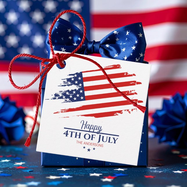 Étiquettes Cadeau Grunge American Flag Happy 4 juillet ID1104 (Créateur téléchargé)