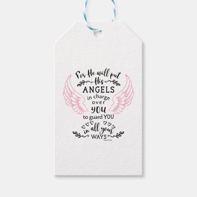 Étiquettes-cadeau Guardian Angel Bible Verse Psalm 91 (Devant)