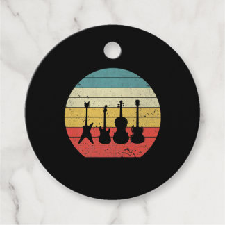 Étiquettes Cadeau Guitare Vintage Retro Sunset Guitare Musique Cadea