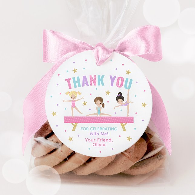 Étiquettes Cadeau Gymnastics Pink Birthday Party (Gymnastics Party Favor Tag)