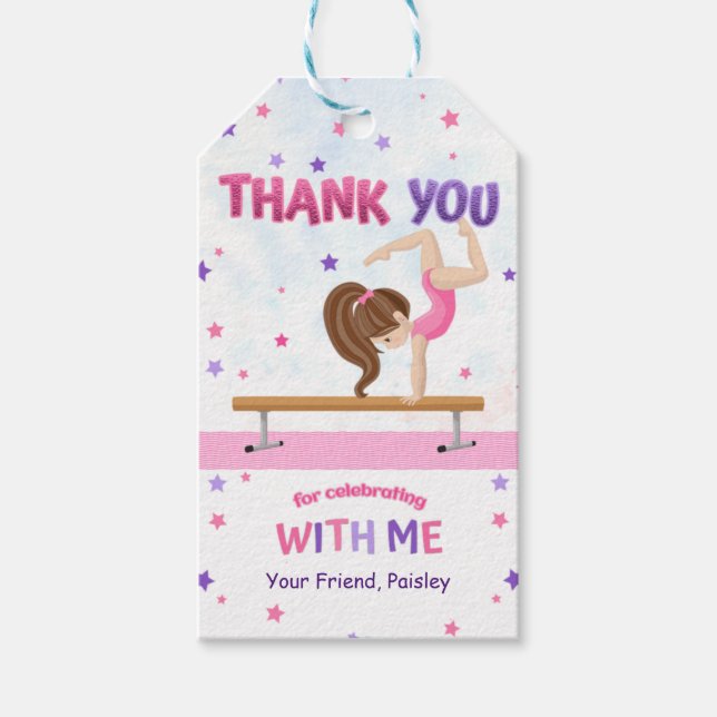 Étiquettes-cadeau Gymnastique des filles Merci de fête d'anniversair (Devant)