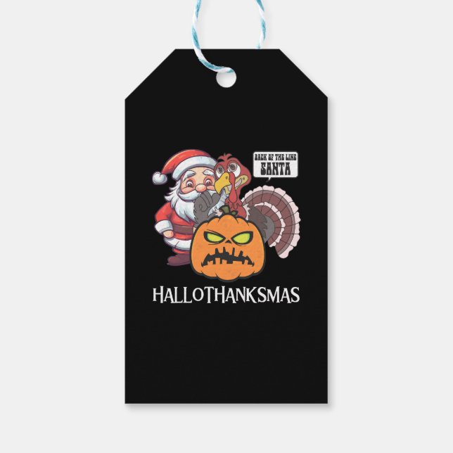 Étiquettes-cadeau Hallothanksmas heureux (Dos)
