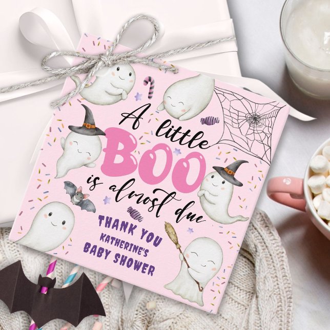 Étiquettes Cadeau Halloween Baby shower rose fille mignonne petit ga (Créateur téléchargé)
