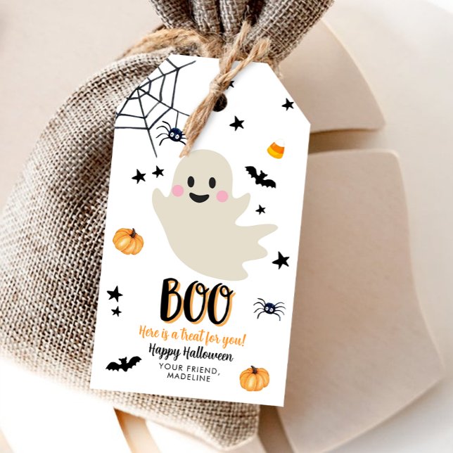 Étiquettes-cadeau Halloween Boo Ghost Trick ou traitement Anniversai (Créateur téléchargé)