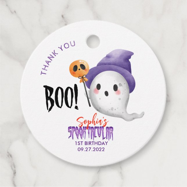 Étiquettes Cadeau Halloween Boo Spooktacular Ghost Favoriser (Devant)