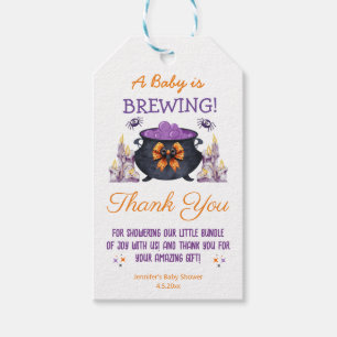 Étiquettes-cadeau halloween brassage baby shower merci mignon