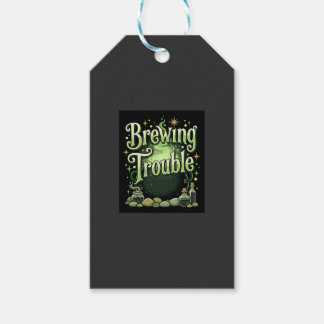 Étiquettes-cadeau Halloween Brasse des Ennuis Sorcière Chaudron Poti