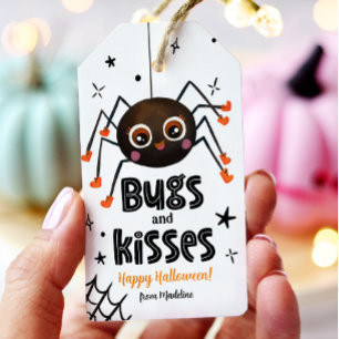 Étiquettes-cadeau Halloween Buissons et Baisers Spider Trick ou Trea