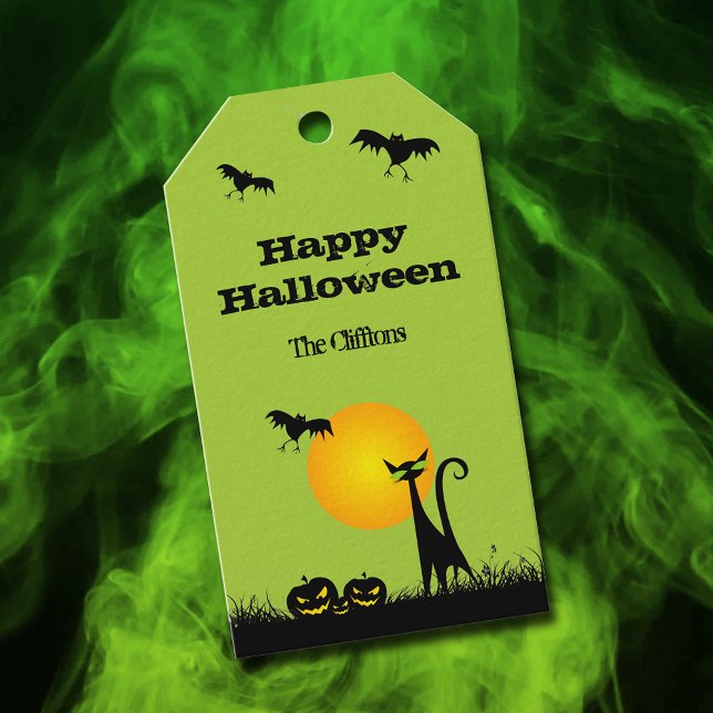 Étiquettes-cadeau Halloween Chat Noir Favoriser (Créateur téléchargé)