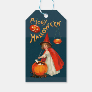 Étiquettes-cadeau Halloween Cute petite sorcière CC1238 Clapsaddle
