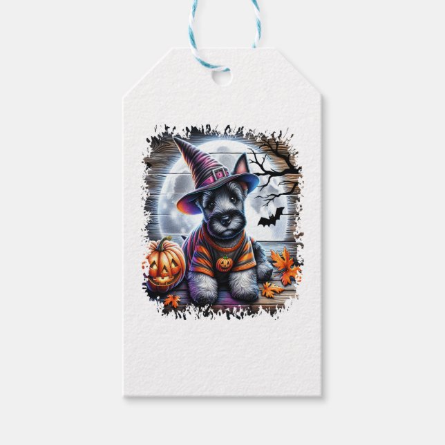 Étiquettes-cadeau Halloween écossais de chien de Terrier (Devant)