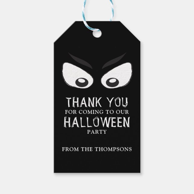 Étiquettes-cadeau Halloween Éffrayant fantôme yeux Merci (Devant)