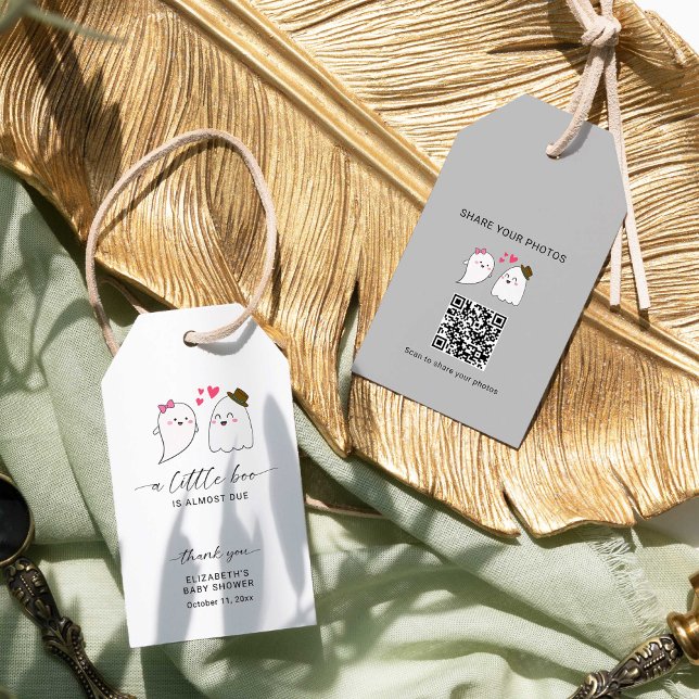 Étiquettes-cadeau Halloween Fall Little Boo Baby shower QR Code (Créateur téléchargé)