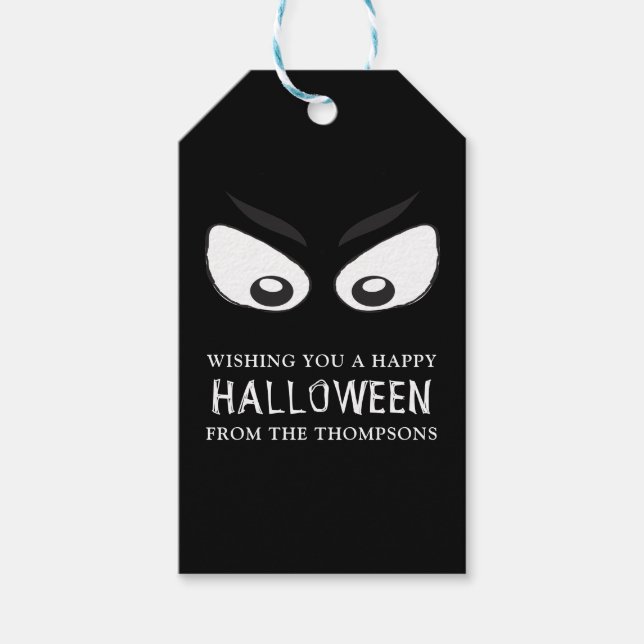 Étiquettes-cadeau Halloween Fantôme Effrayant Yeux Fantaisistes Mign (Devant)