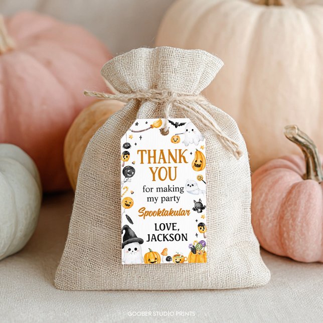 Étiquettes-cadeau Halloween Fantôme Merci d'anniversaire (Créateur téléchargé)