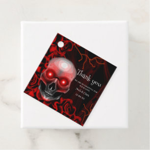 Étiquettes Cadeau Halloween gothique rouge effrayant floral foncé mo