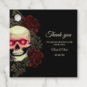 Étiquettes Cadeau Halloween gothique rouge effrayant floral foncé mo