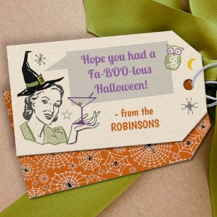 Étiquettes-cadeau Halloween Humour rétro Faboolous Nom personnalisé