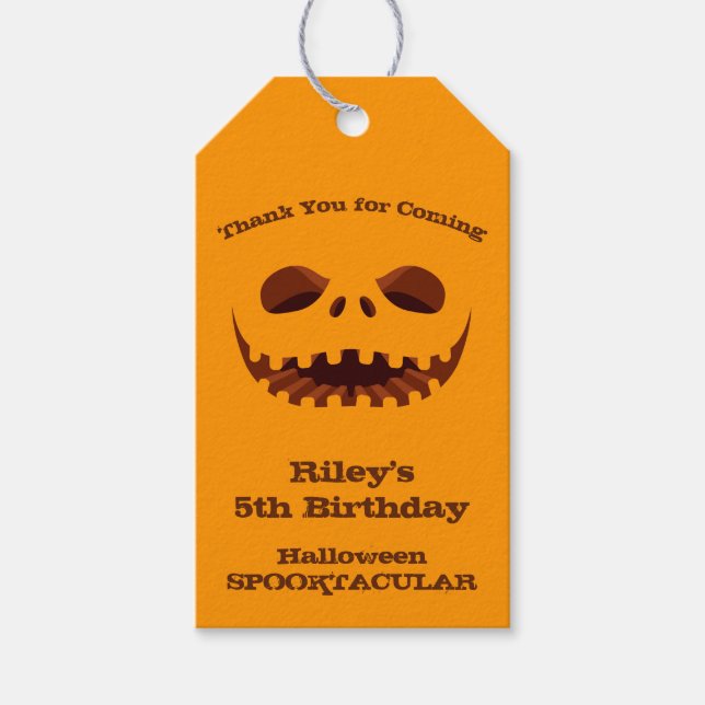 Étiquettes-cadeau Halloween Jack o' Lantern Fête d'anniversaire Favo (Devant)