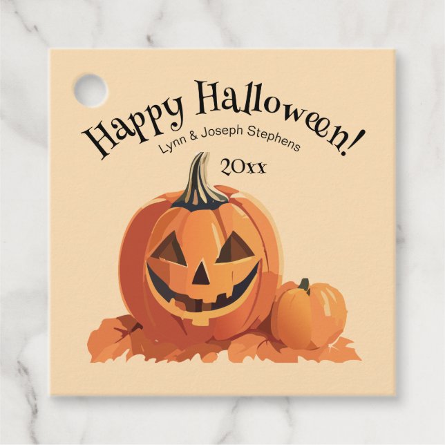 Étiquettes Cadeau Halloween Jack-o-lanterne mignonne (Devant)