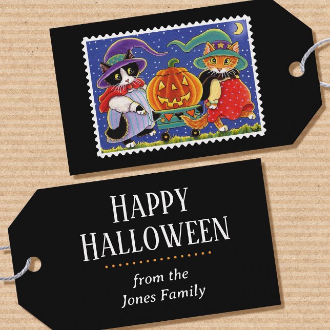 Étiquettes-cadeau Halloween Jack O'Lantern Citrouille sorcière chat  (Créateur téléchargé)