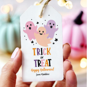 Étiquettes-cadeau Halloween mignonne Fille Fantôme Anniversaire Tric