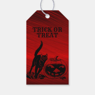 Étiquettes-cadeau Halloween Parti mal noir Chat Citrouille rouge peu