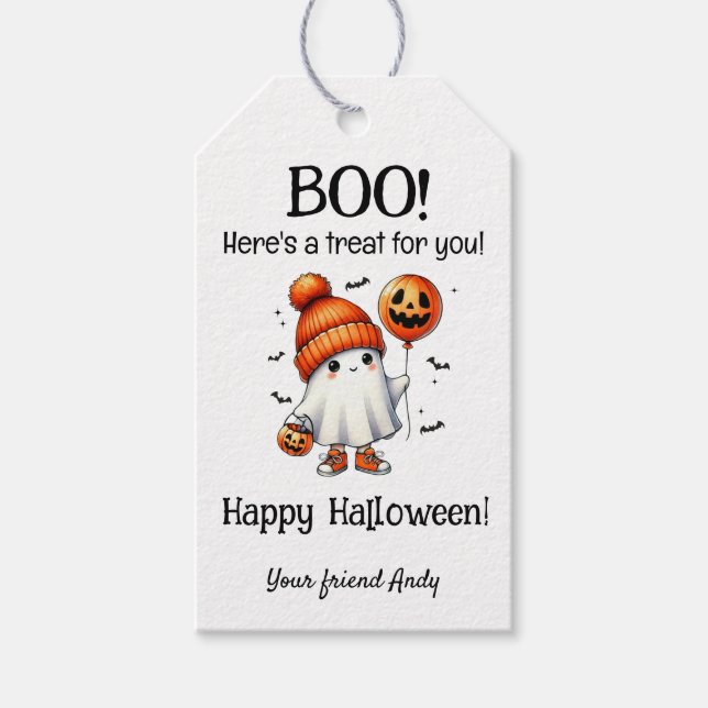 Étiquettes-cadeau Halloween personnalisées Trick ou traiter le sac d (Devant)