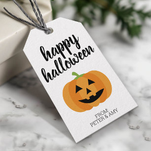 Étiquettes-cadeau Halloween réjouissant - Jolie fête Citrouille