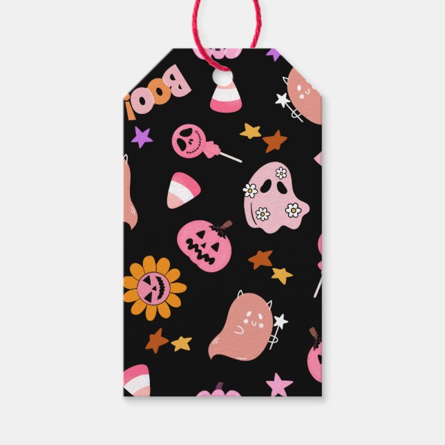 Étiquettes-cadeau Halloween rose (Devant)