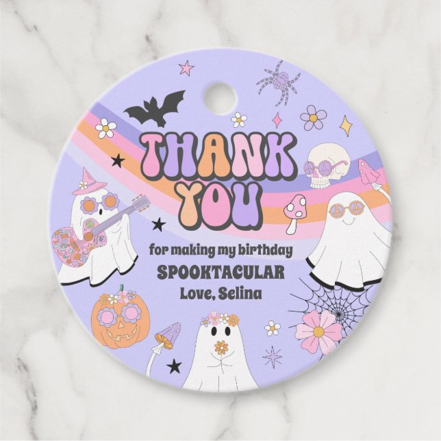 Étiquettes Cadeau Halloween Super Cute Ghost fête d'anniversaire (Devant)