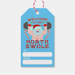 Étiquettes-cadeau Haltérophile drôle du père noël Swole de Noël