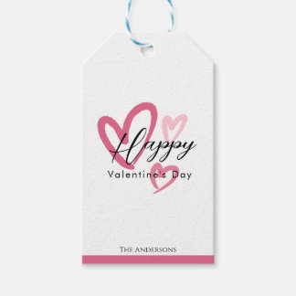 Étiquettes-cadeau Hand-drawn Cute Hearts Happy Valentine's Day  