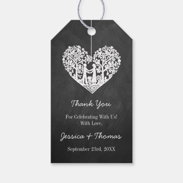 Étiquettes-cadeau Hanging Heart Tree Chalkboard Mariage Collection (Devant)