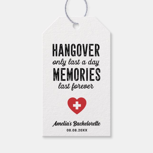 Étiquettes-cadeau Hangover Seulement Dernier une journée Souvenirs D (Devant)