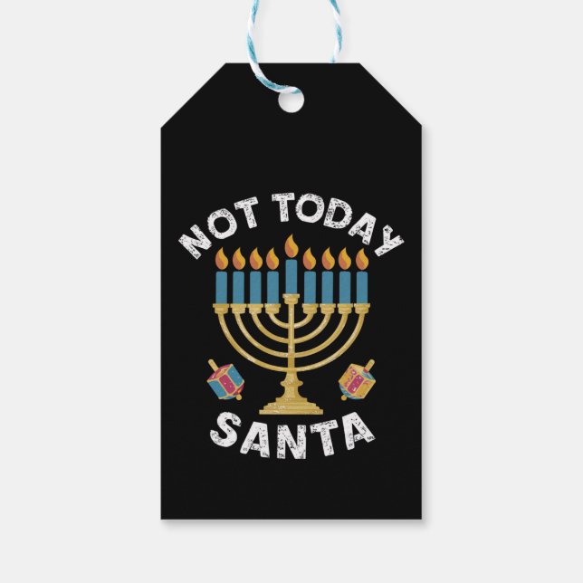 Étiquettes-cadeau Hanoukka pas aujourd'hui Père Noël juif Chanoukah (Dos)