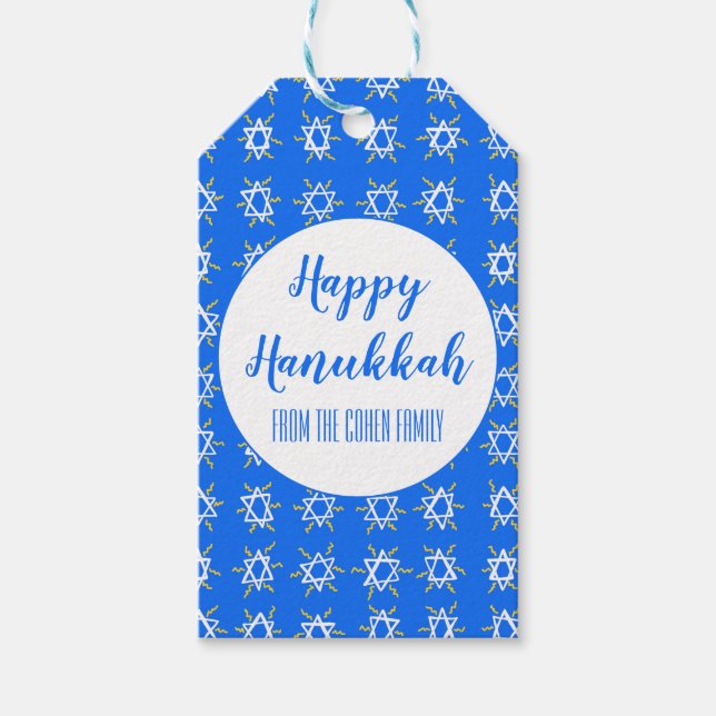 Étiquettes-cadeau Hanoukka Star of David CUSTOM Holiday (Devant)