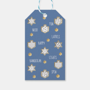 Étiquettes-cadeau Hanoukka Tags cadeaux Black N Gold Plretty