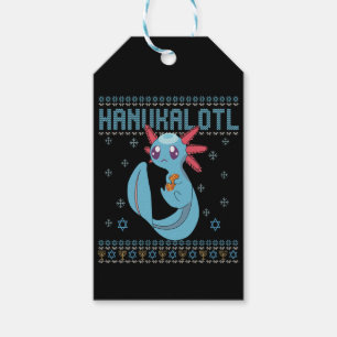 Étiquettes-cadeau Hanukalotl Funny Axolotl Hanoukka laide
