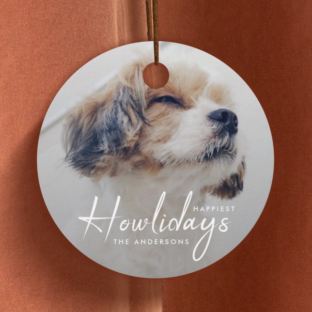 Étiquettes Cadeau Happest Howlidays | Mini-Noël photo chien (Créateur téléchargé)