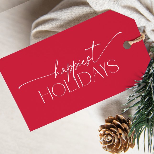 Étiquettes-cadeau Happiest Holidays Elegant Typography Christmas  (Créateur téléchargé)