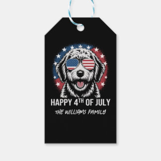 Étiquettes-cadeau Happy 4 juillet - Drôle Sticker Patriotique Chien