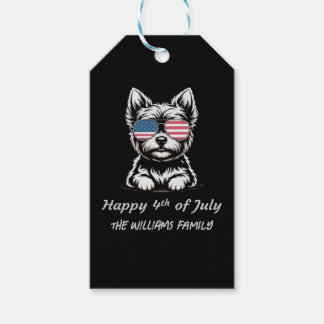 Étiquettes-cadeau Happy 4 juillet - Drôle Sticker Patriotique Chien
